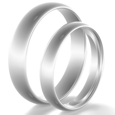 D-SHAPE wedding white gold rings