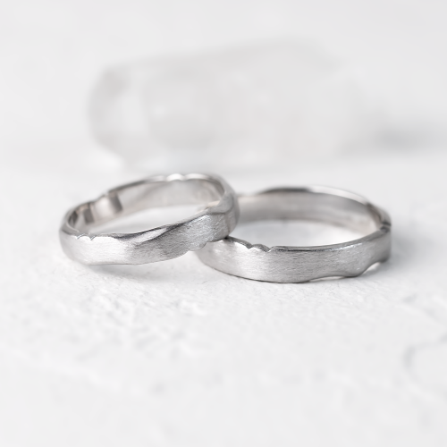 Torn paper edge wedding bands DANTE