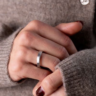 Torn paper edge wedding bands DANTE