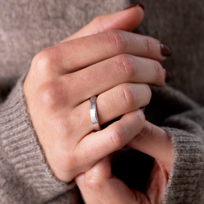 Torn paper edge wedding bands DANTE