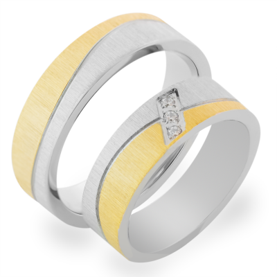 Matné snubní prsteny s diamanty z kombinovaného zlata DIDO