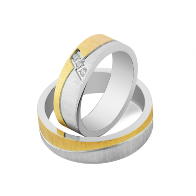 DIDO matte combination gold diamond wedding rings