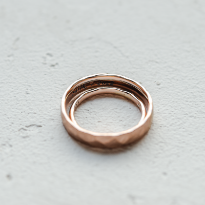 Matte gold wedding bands with hammered surface ETAIN