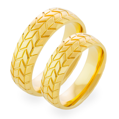 Zlaté snubní prsteny ve tvaru pneumatiky FAYE