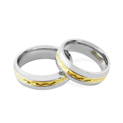 Snubní prsteny s reliéfem z kombinovaného zlata FIDES