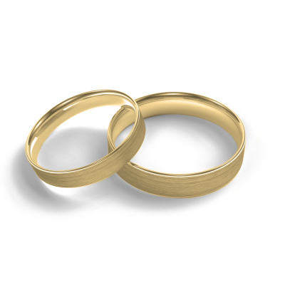 Flat matt wedding rings made of yellow gold