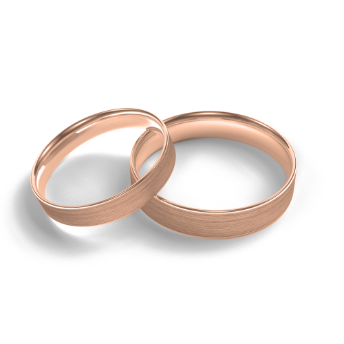 Flat matt wedding rings made of red gold HAYS