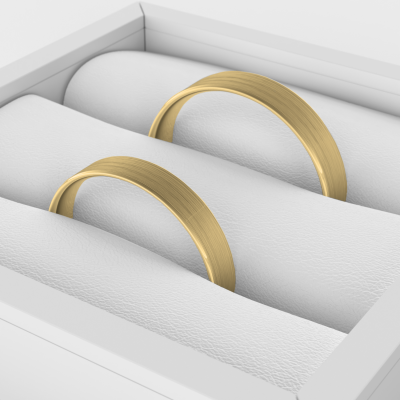 Flat matt wedding rings made of white gold