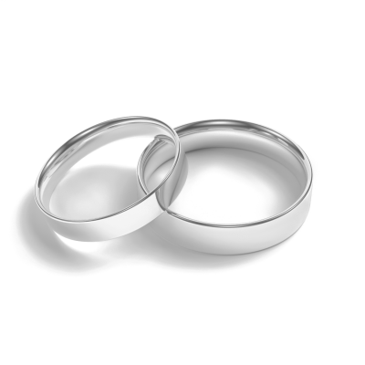 Flat wedding rings made of white gold