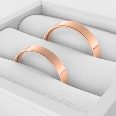 Flat wedding rings made of yellow gold