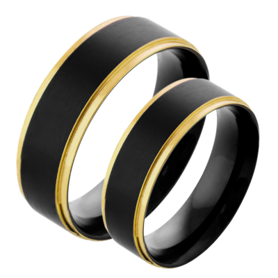Zlaté snubní prsteny s černým povrchem ruthenia GEKE