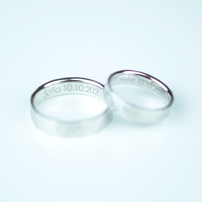 White gold wedding rings with a secret heart ADELIA 