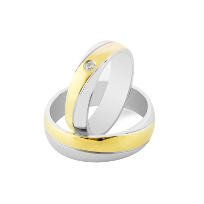 Snubní prsteny s diamantem z kombinovaného zlata IFE
