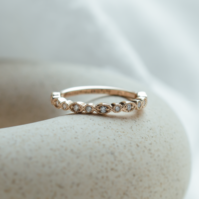 Unusual wedding rings with diamonds in vintage style LAZZI