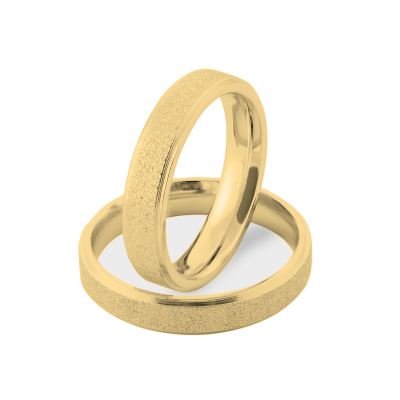 Zlaté snubní prsteny z kombinovaným matným povrchem LIDE