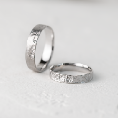 Unusual moon surface wedding bands LUNARIUM