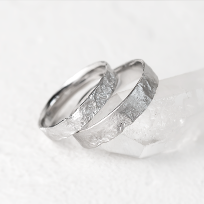 Unusual moon surface wedding bands LUNARIUM