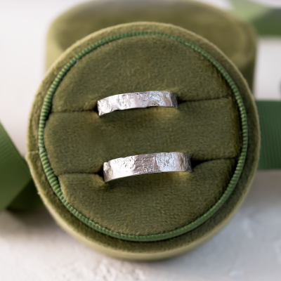 Unusual moon surface wedding bands LUNARIUM