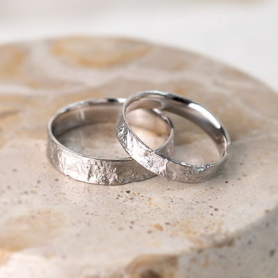 Unusual moon surface wedding bands LUNARIUM