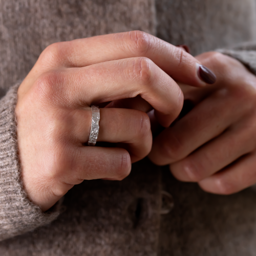 Unusual moon surface wedding bands LUNARIUM