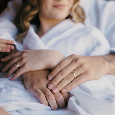 Unusual wedding bands with moon surface LUNE