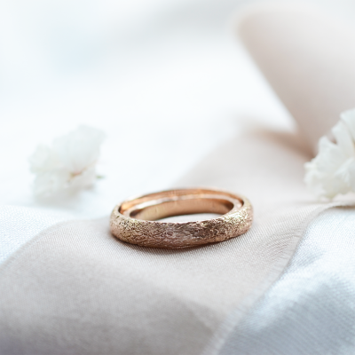 Unusual wedding bands with natural surface MARTA