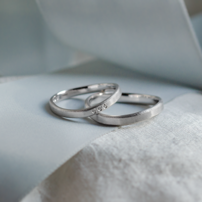 Elegant wedding rings with matte surface and diamonds MATTY