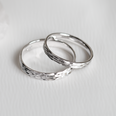 Original wedding bands with unusual surface MIA