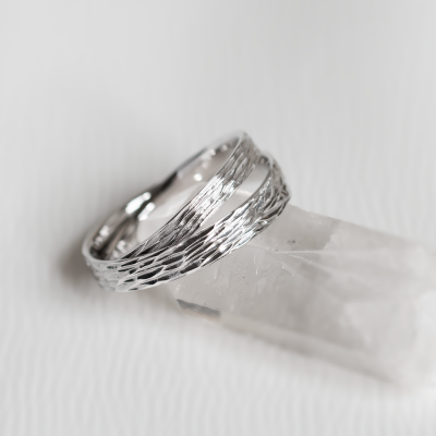 Original wedding bands with unusual surface MIA