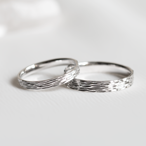 Original wedding bands with unusual surface MIA