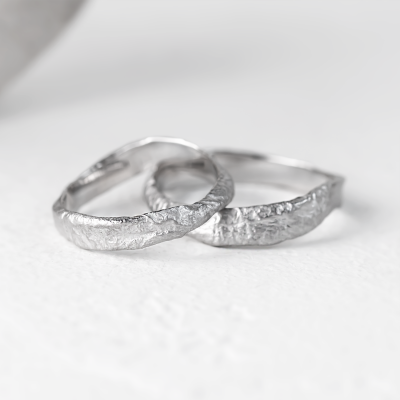 Irregular wedding bands with moon surface MUSK