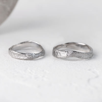 Irregular wedding bands with moon surface MUSK