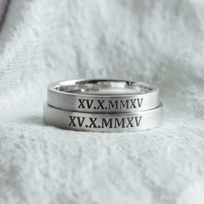 Engraved wedding rings with Roman numerals NADIA