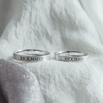 Gravírované snubní prsteny s římskými číslicemi NADIA