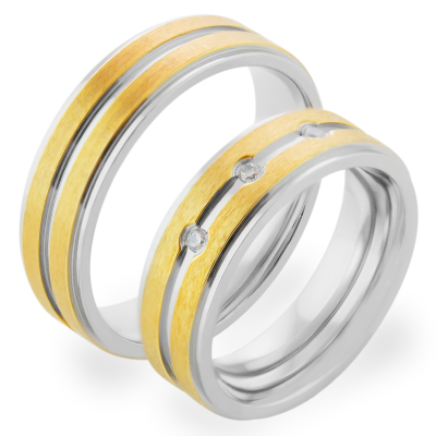 Snubní prsteny s diamanty z kombinovaného zlata NORRE