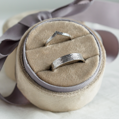 Gold wedding rings with natural surface SIENA