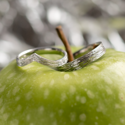 Gold wedding rings with natural surface SIENA