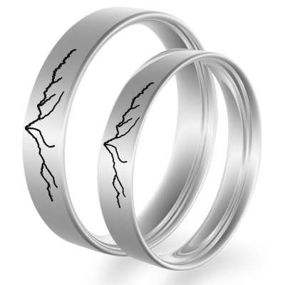 Gold wedding rings with engraved mountains TATRY 