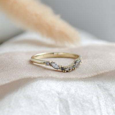 Curved wedding ring with salt and pepper diamonds WESTON