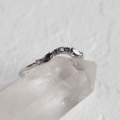 Curved wedding ring with salt and pepper diamonds WESTON