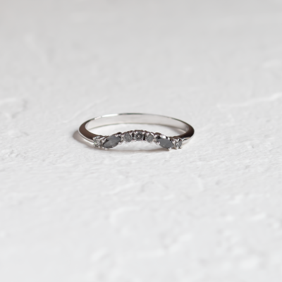 Curved wedding ring with salt and pepper diamonds WESTON
