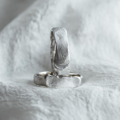 Unusual wedding rings with fingerprints ZANE