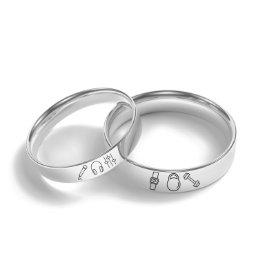 Custom wedding rings with own symbol