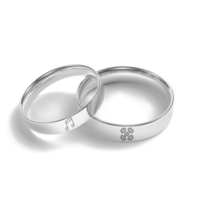 Custom wedding rings with own symbol